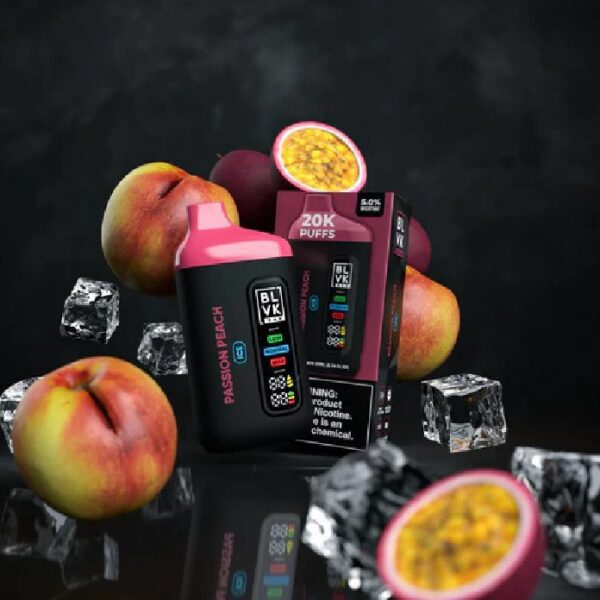 pod descartavel blvk bar - Pod Descartável BLVK Bar - 20.000 puffs - Passion Peach Ice