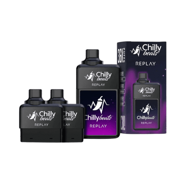 pod descartavel chilly beats - Pod Descartável Chilly Beats Replay - 36.000 Puffs - Triple Grape Ice + Melon Watermelon Ice + Halls Black Cherry