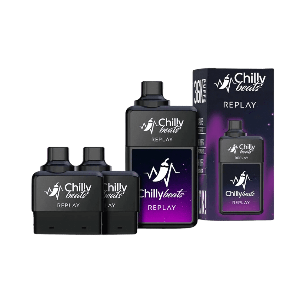 Pod Descartável Chilly Beats Replay - 36.000 Puffs - Triple Grape Ice + Melon Watermelon Ice + Halls Black Cherry 1 Pod Descartavel Chilly Beats - Pod Descartável Chilly Beats Replay - 36.000 Puffs - Triple Grape Ice + Melon Watermelon Ice + Halls Black Cherry