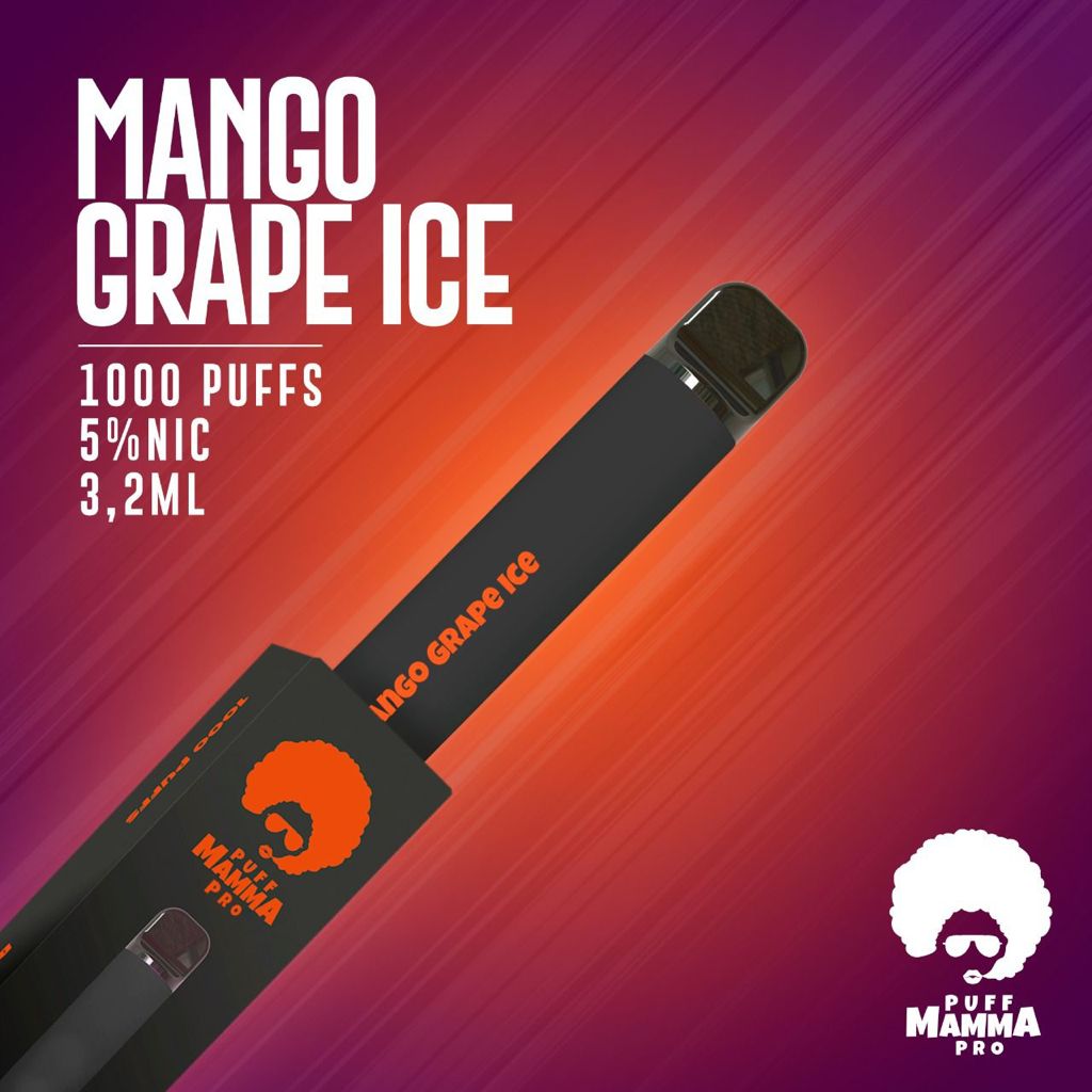 Pod Descartável Puff Mamma - Pro - 1000 Puffs - Mango Grape Ice 1 Pod Descartável 1000 Puffs - Pod Descartável Puff Mamma - Pro - 1000 Puffs - Mango Grape Ice