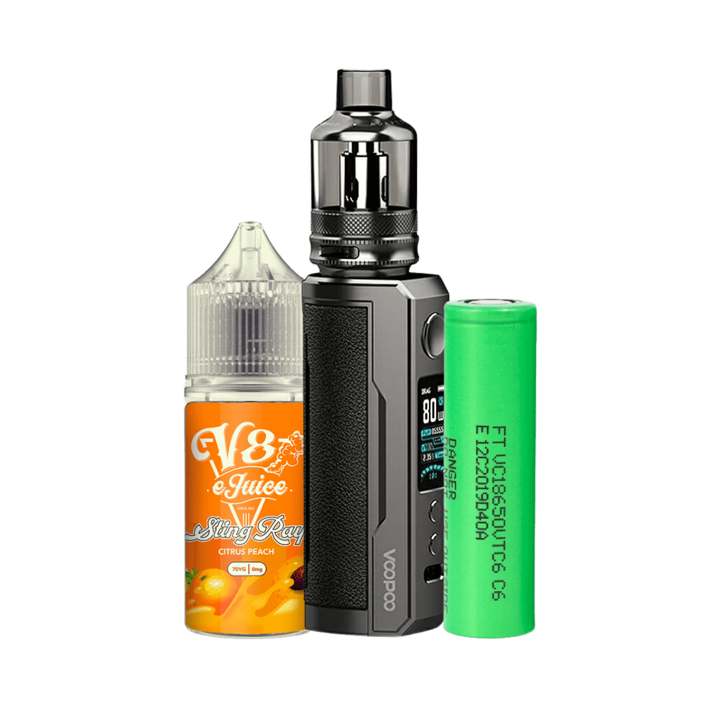 Combo Pod Drag X Plus + Bateria Sony Vtc6 + Líquido V8 E-Juice Citrus Peach 1 Pod Drag X Plus - Combo Pod Drag X Plus + Bateria Sony Vtc6 + Líquido V8 E-Juice Citrus Peach