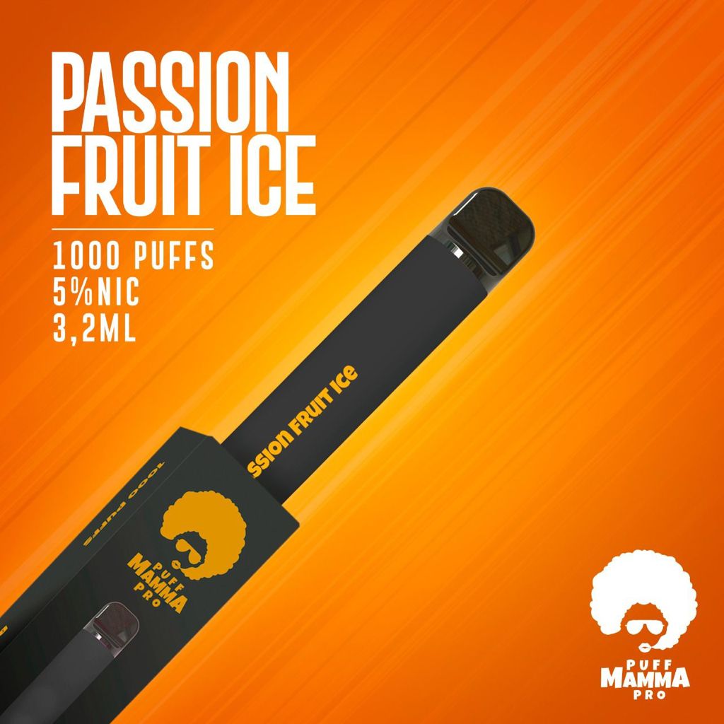 Pod Descartável Puff Mamma - Pro - 1000 Puffs - Passion Fruit Ice 1 Pod Descartavel Passion Fruit Ice - Pod Descartável Puff Mamma - Pro - 1000 Puffs - Passion Fruit Ice