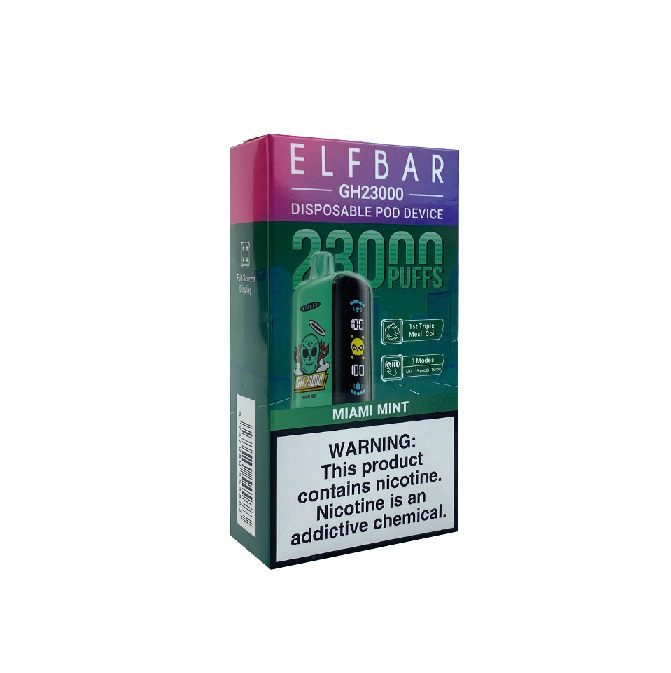 Pod Descartável Elf Bar Gh23000 - 23.000 Puffs - Miami Mint 1 Pod Descartável Elf Bar - Pod Descartável Elf Bar Gh23000 - 23.000 Puffs - Miami Mint
