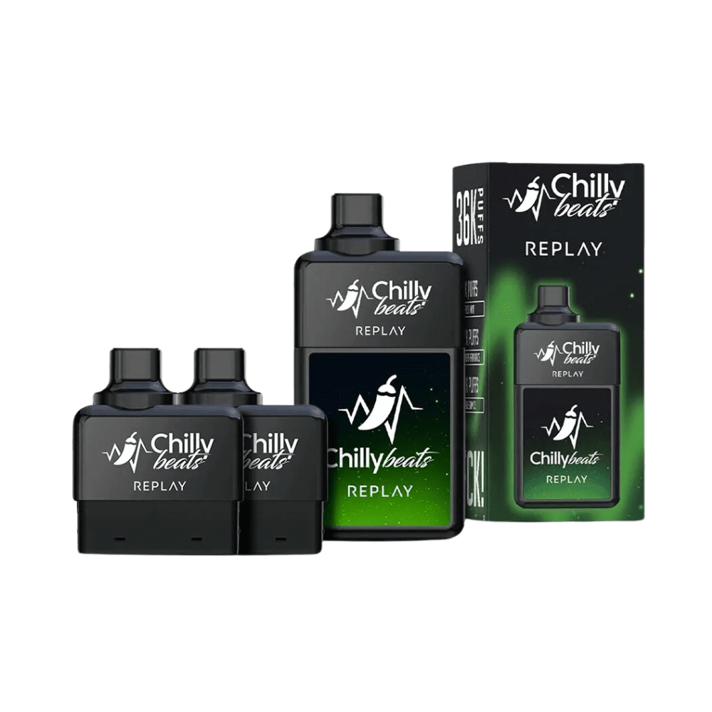 Pod Descartável Chilly Beats Replay - 36.000 Puffs - Fresh Mint + Strawberry Banana Ice + Bubble Gum Ice 1 Pod Descartável Chilly Beats - Pod Descartável Chilly Beats Replay - 36.000 Puffs - Fresh Mint + Strawberry Banana Ice + Bubble Gum Ice